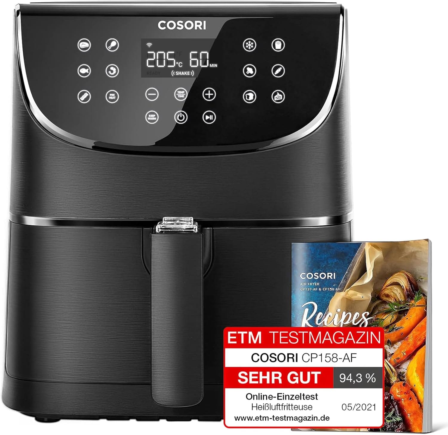 COSORI Air Fryer 5.5L Capacity,Oil Free, Energy and Time Saver with 11 Presets with 100 Recipes Cookbook, Non-Stick, Dishwasher Safe 