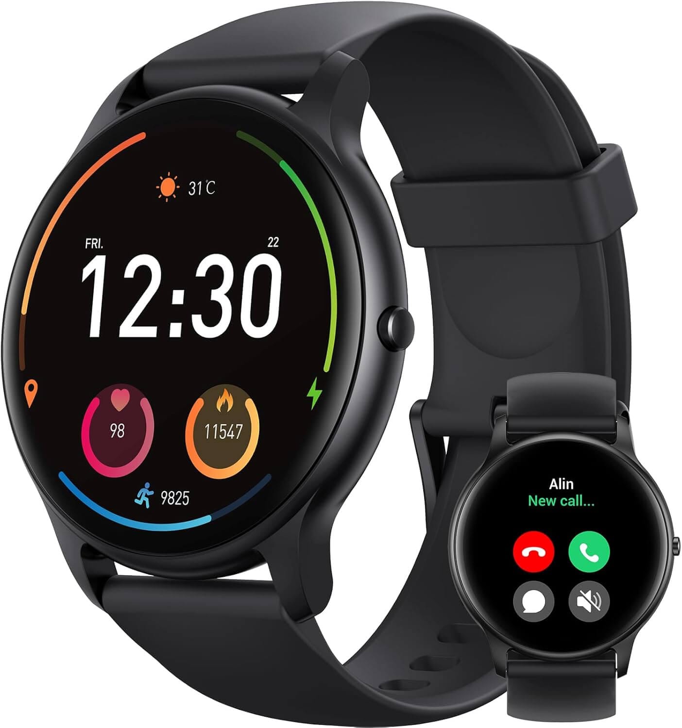Parsonver SPROD1 Men's Smartwatch with Phone Function, Fitness Watch Women Men with Pedometer, 100+ Sports Modes, IP68 Waterproof, Sports Watch with Heart Rate Sleep Monitor, for Android & iOS, Black
