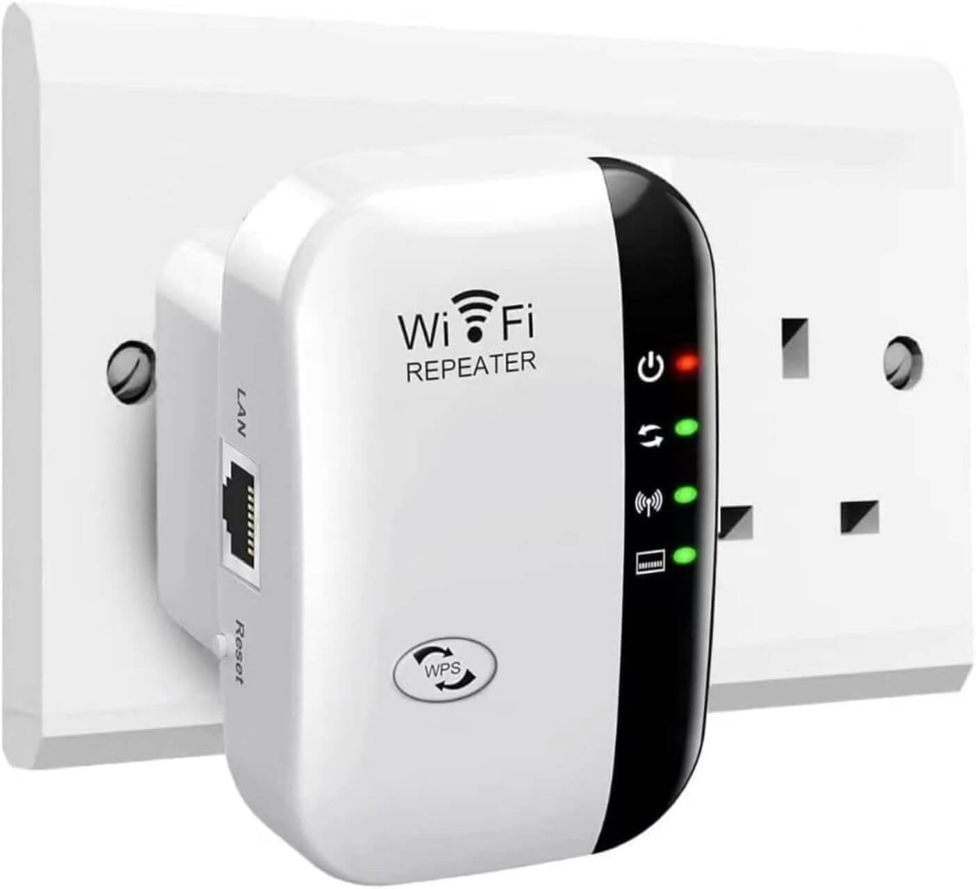 2025 Newest WiFi Extender, WiFi Booster, WiFi Repeater, Covers Up to 3000 Sq.ft and 45 Devices, Internet Booster - with Ethernet Port, Quick Setup, Home Wireless Signal Booster, UK plug, White