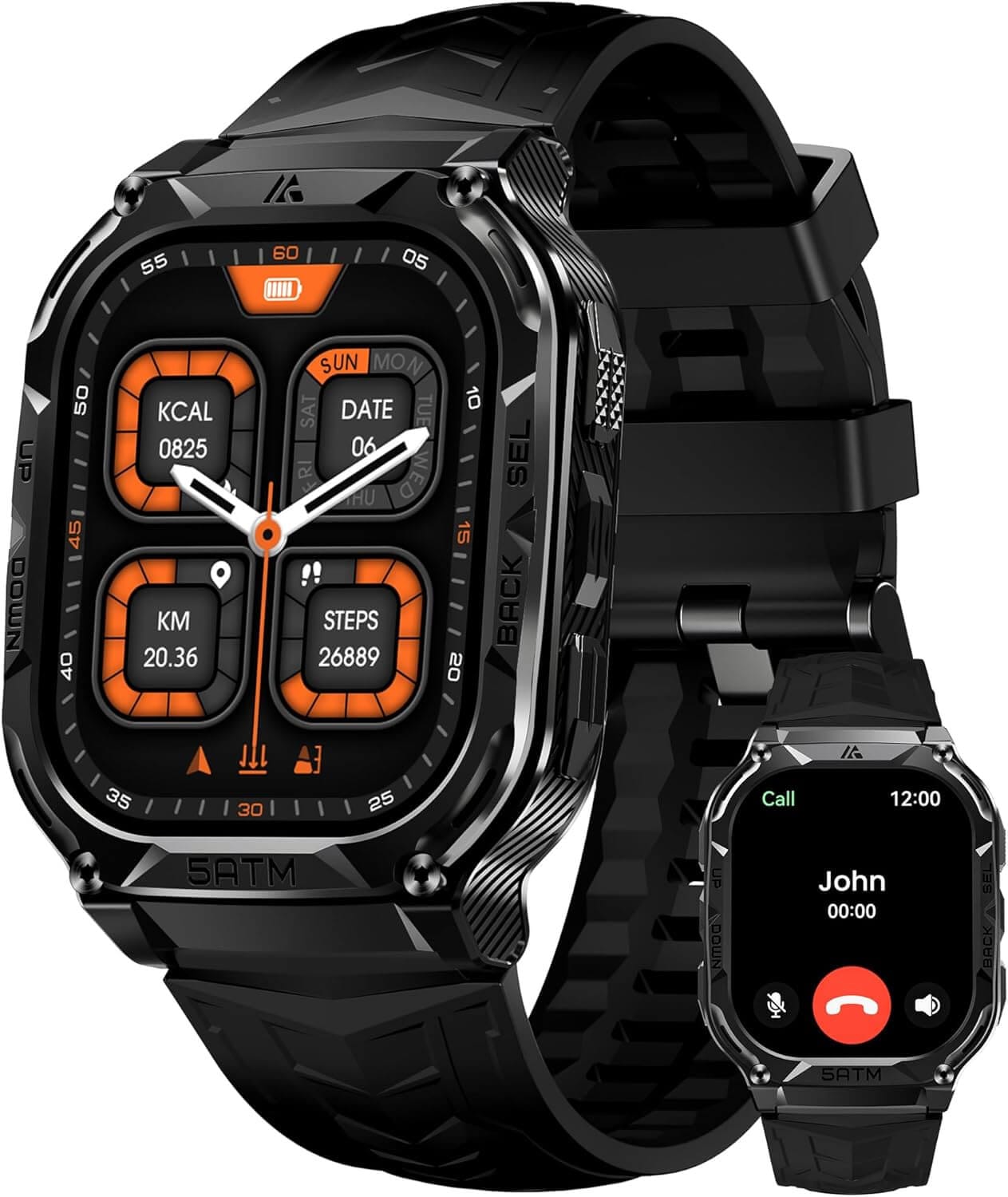 HIDAMEL Smart Watch,Built in GPS,480mAh Extra-large Battery,5ATM&IP69 Waterproof,1.96'' AMOLED HD Display AI Voice Assistant Rugged Military Full Metal Body Smartwatch for Android iOS