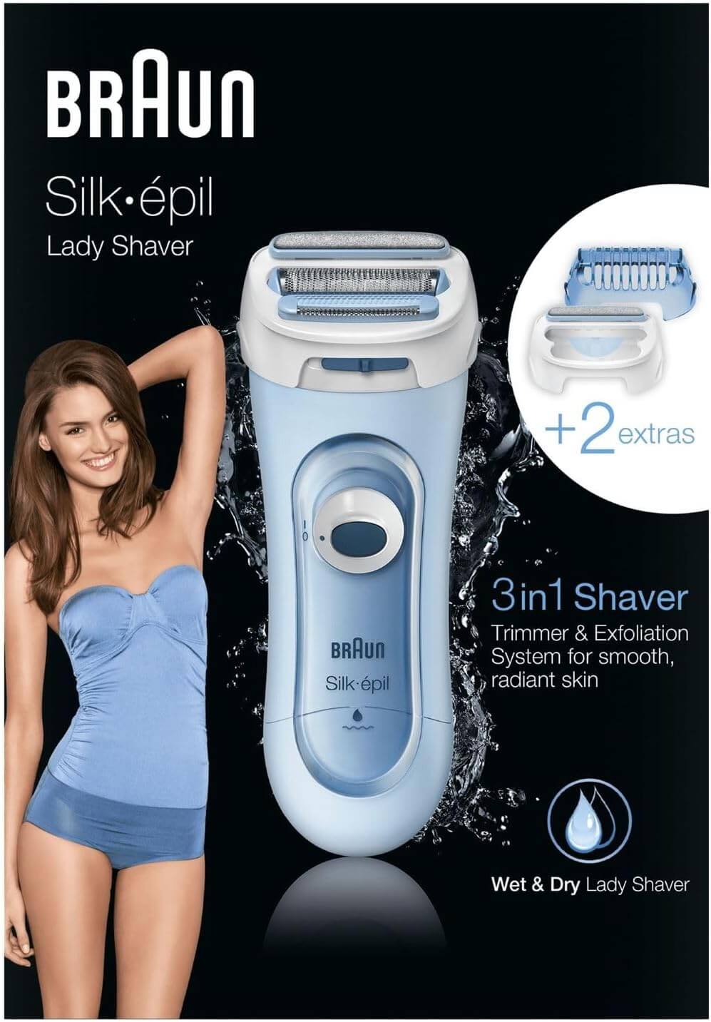 Braun Silk-épil 5 Lady Shaver, 3-in-1 Electric Shaver, Trimmer and Exfoliation System, Wet & Dry