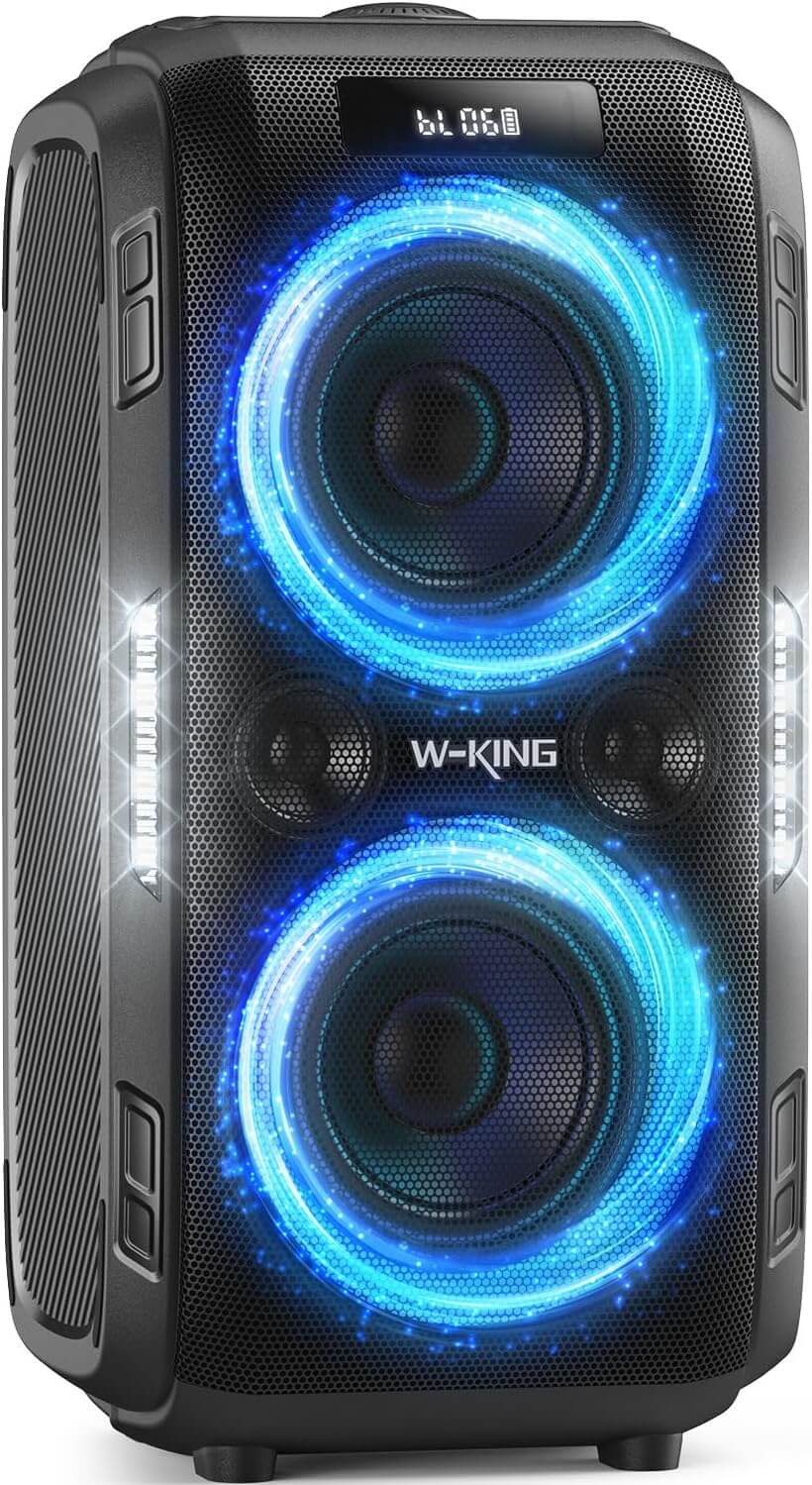W-KING 250W PEAK Bluetooth Speaker Party Large Loudest Boom box/Massive 120dB/12 Custom Bass, V5.3 Portable Speaker Wireless, Extra Bass/2*6.5'' Subwoofer/IPX5/MIC-GTR in/USB/TF/AUX, Removable Battery