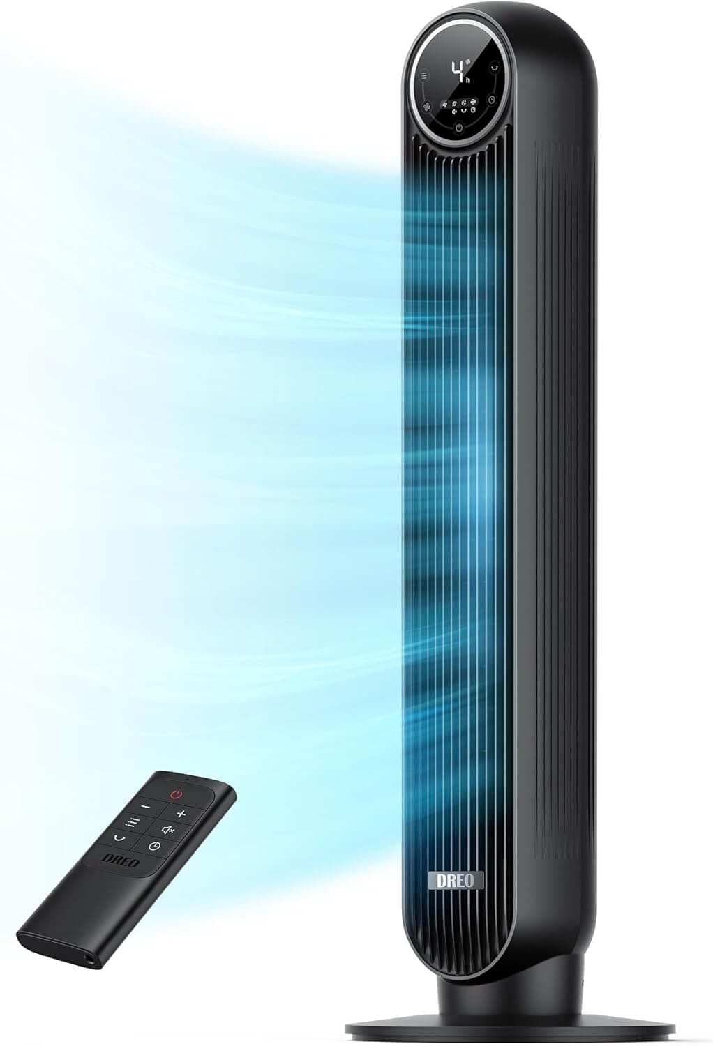 Dreo 28dB Silent Tower Fan, 25ft/s Velocity Electric Cooling Fan with Remote Control 90° Oscillating 4 Speeds 4 Modes 8H Timer LED Display, Quiet Standing Bladeless Floor Fans for Bedroom, Nomad One