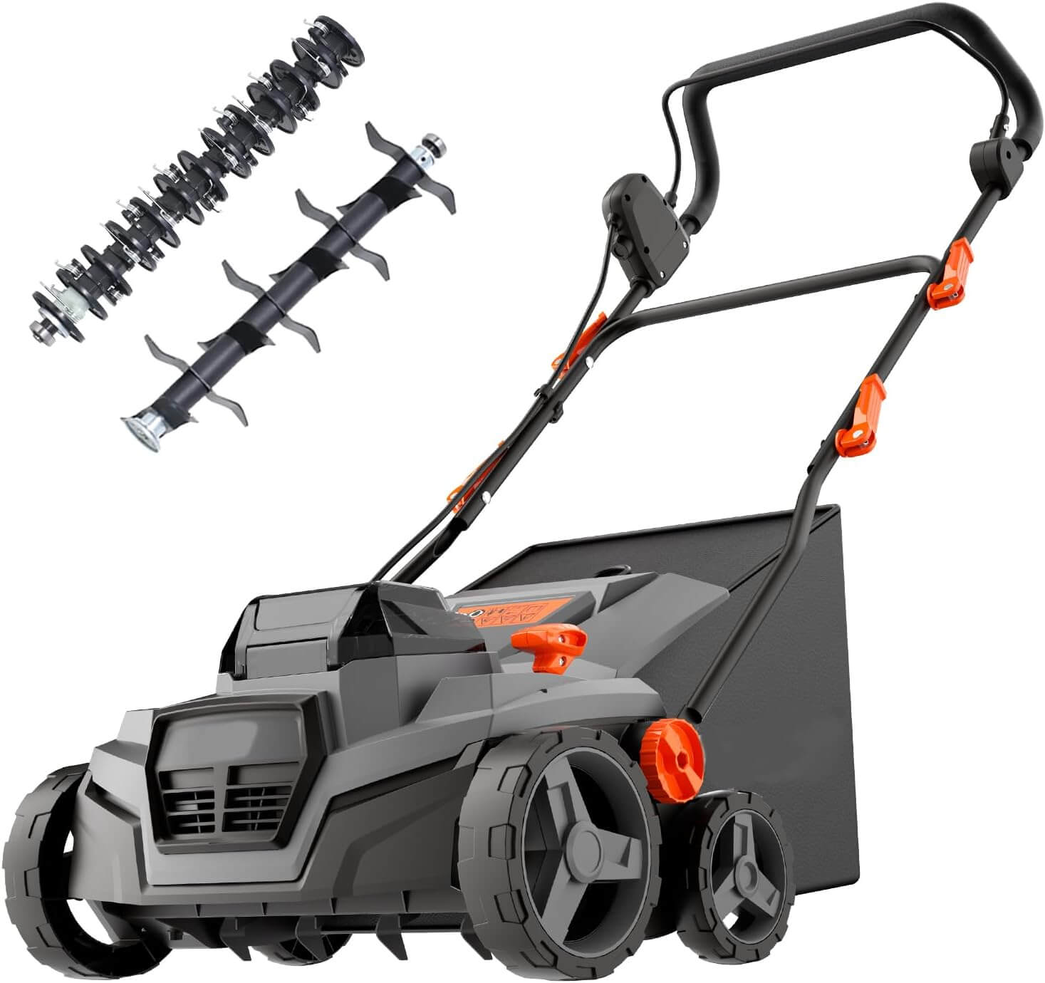 Cordless 15IN 2-in-1 Scarifier & Dethatcher Compatible with Dewalt 20v Battery (Tool Only), 40V, 12 Gal Collection Bag, Air Boost Tech, Quick Fold & 3 Adjustable Position, Walk-Behind for Lawn Care