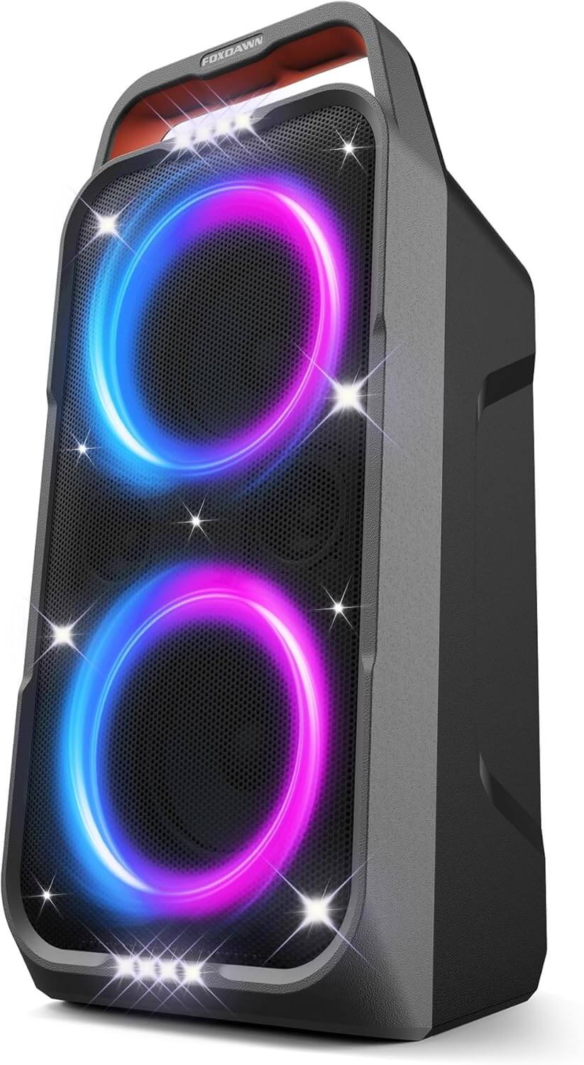 Portable Bluetooth Speaker: 240W Peak Powerful Loud Sound Deep Bass Wireless Boombox Large Subwoofer 15 Hours Battery Life Fast Charging with Led Light Show for Party