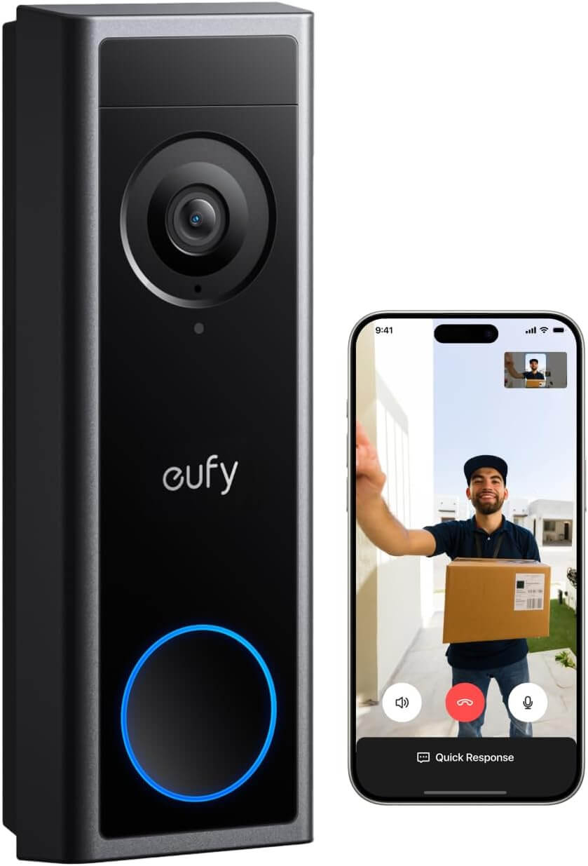 eufy Video Doorbell C31, 2K FHD, Dual Power Options, Live Video Call, Easy Installation, Quick-Release Battery, 24/7 Recording, Human and Motion Detection