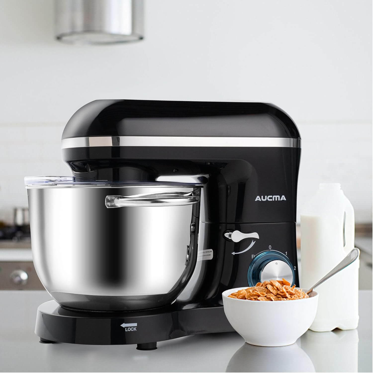 ucma Stand Mixer,6.5-QT 660W 6-Speed Tilt-Head Food Mixer, Kitchen Electric Mixer with Dough Hook, Wire Whip & Beater (6.5QT, Black)