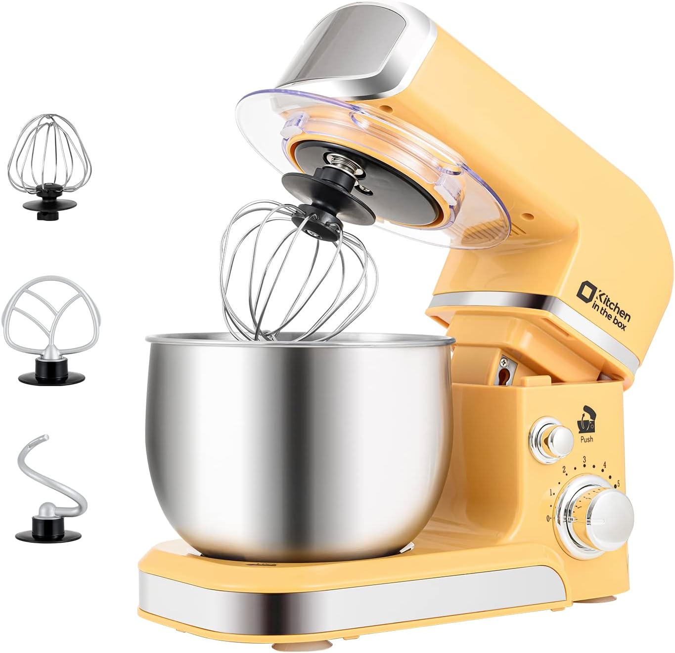 Kitchen in the box Stand Mixer,3.2Qt Small Electric Food Mixer,6 Speeds Portable Lightweight Kitchen Mixer for Daily Use with Egg Whisk,Dough Hook,Flat Beate