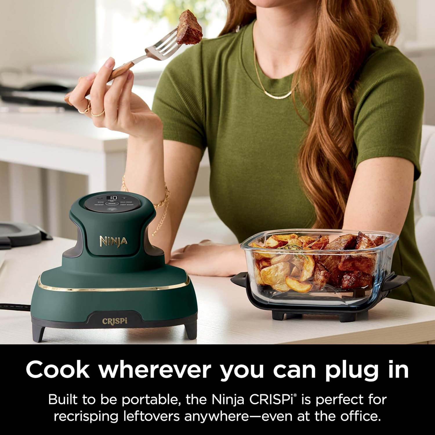 Ninja Crispi 5-in-1 Glass Air Fryer | 450°F, Nontoxic, 4QT & 6-Cup Containers & Lids | Microwave, Freezer, Dishwasher Safe | Max Crisp, Air Fry, Bake, Recrisp, Keep Warm | Brit. Racing Green, FN103BF