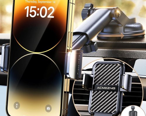 3-in-1 Car Phone Holder Mount [Extreme Terrain Stability] Dashboard Windshield Air Vent [Double Metal Hook] Cell Phone Holders for Your Car for iPhone Samsung All Smartphones & All Car Model