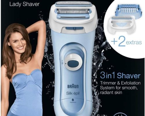 Braun Silk-épil 5 Lady Shaver, 3-in-1 Electric Shaver, Trimmer and Exfoliation System, Wet & Dry