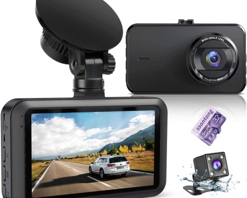 Dash Cam Front and Rear with Card FHD 1080P 3”IPS Screen Dual Camera Dash Cams DVR Car Driving Recorder