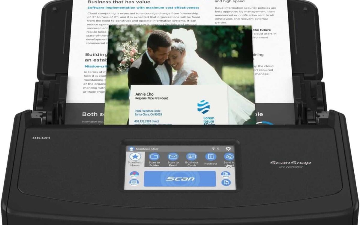 ScanSnap iX1600 Wireless or USB High-Speed Cloud Enabled Document, Photo & Receipt Scanner with Large Touchscreen and Auto Document Feeder for Mac or PC